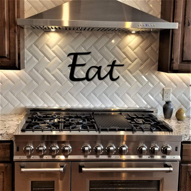 Eat Metal Sign | Script Word | Kitchen Sign | Metal Wall Decor | Word Art | Kitchen Eat Sign | Cursive Font | Let's Eat Sign | Kitchen Decor